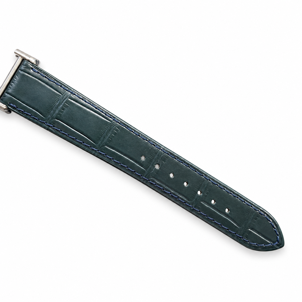 Cartier Tank Must Small Stainless Steel Blue Lacquer Dial Blue Alligator Strap Watch