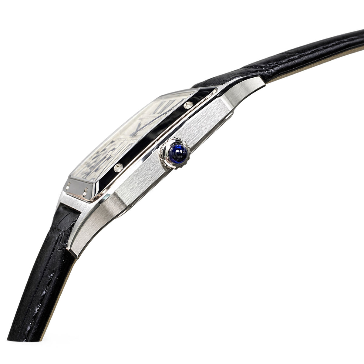 Cartier Santos-Dumont — Stainless Steel, Silver Dial & Black Alligator Strap, Large