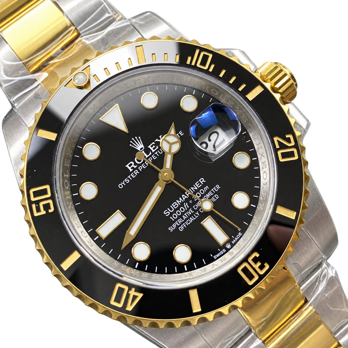 Rolex Submariner Date Oystersteel Yellow Gold Black Ceramic Bezel Black Dial Oyster Bracelet Watch 41mm