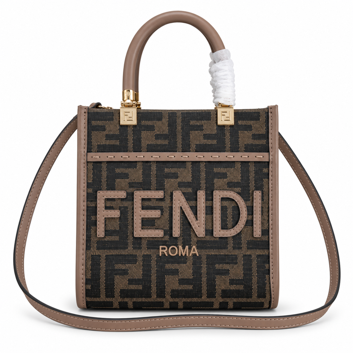 Fendi Sunshine Mini Tote – FF Jacquard & FENDI ROMA Lettering