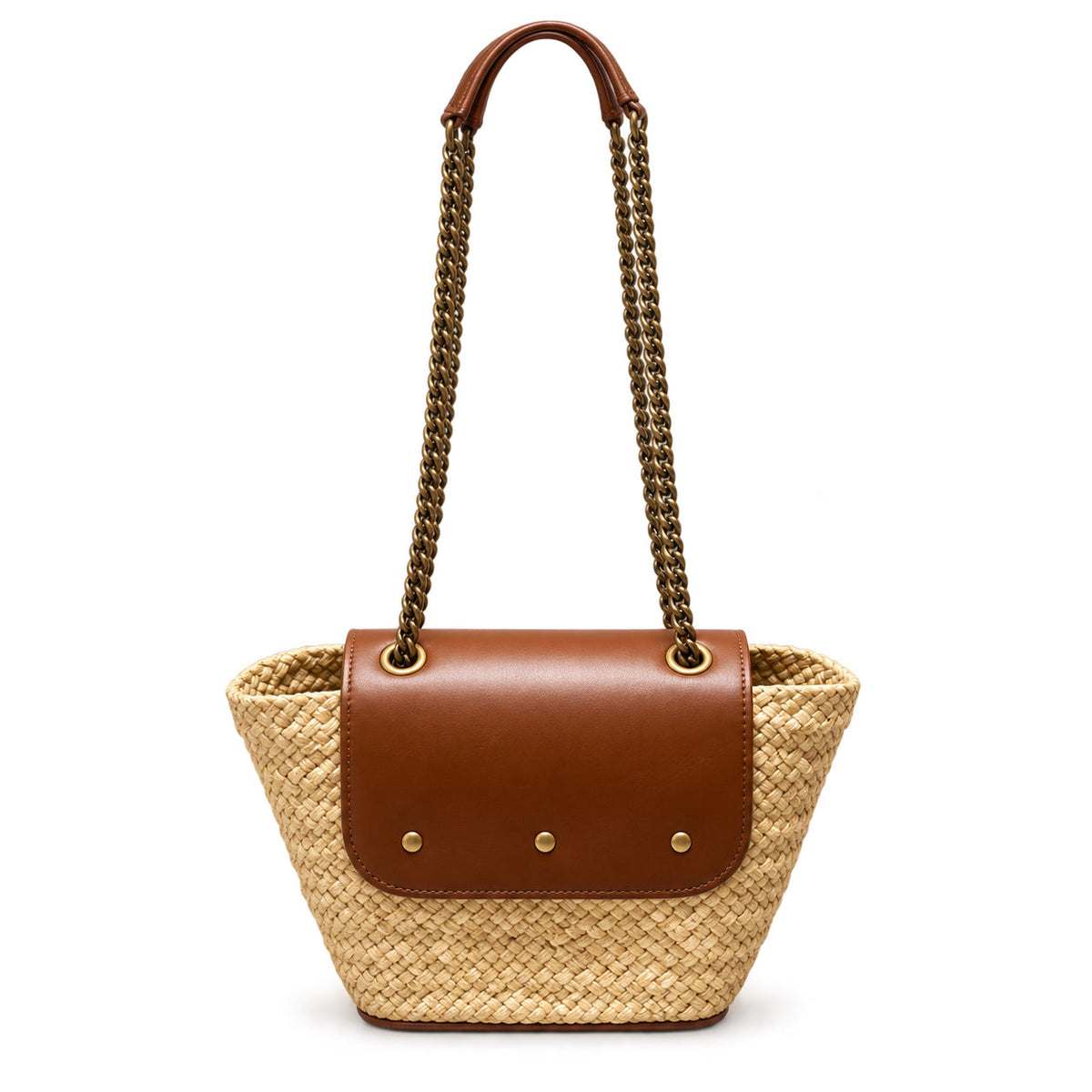 Saint Laurent Nino Raffia Basket Bag in Natural Tan