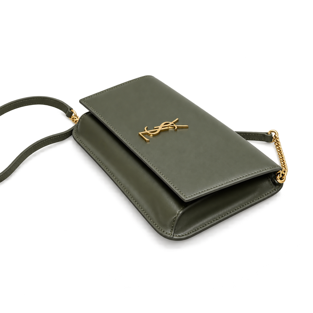 Saint Laurent Kate Chain Wallet Bag in Khaki