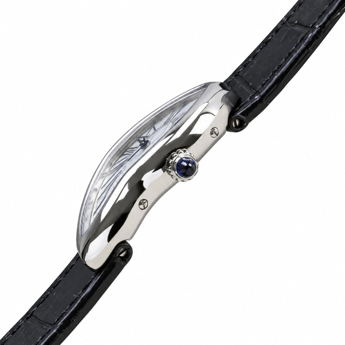 Cartier Crash White Gold Silver Dial Manual Black Strap Watch – KDY