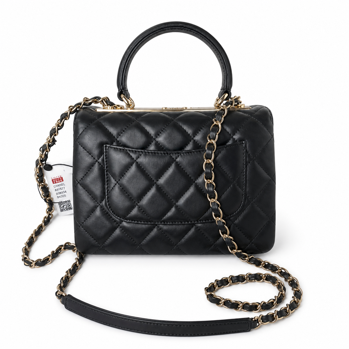 Chanel Trendy CC Top Handle Flap Bag Black Lambskin Gold