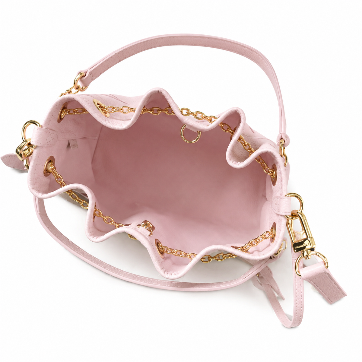 Louis Vuitton NéoNoé MM — Rose Ballerine Giant Empreinte, Gold Chain & Single Pink Handle