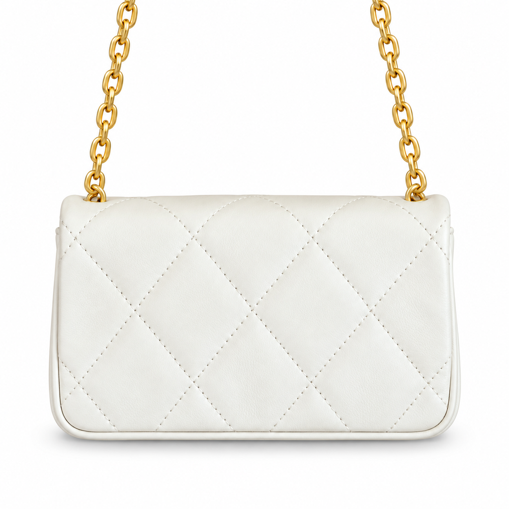 Burberry Ivory Quilted Chain Shoulder Bag